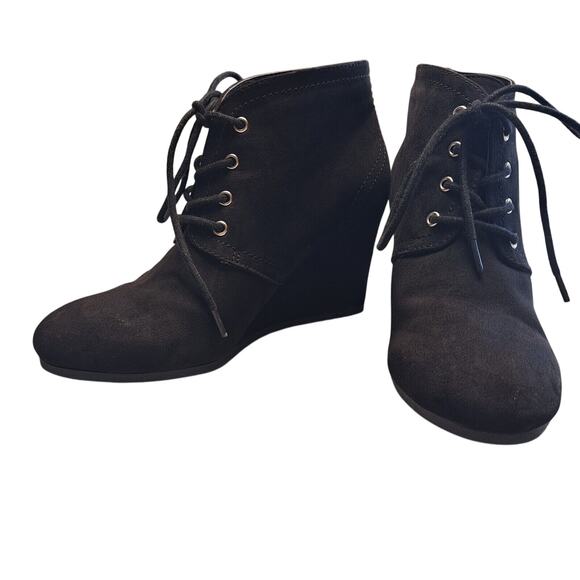 Arizona Lexie Ankle Boots WOMENS SIZE 6M black lace up wedge heel dark academia - Picture 4 of 12